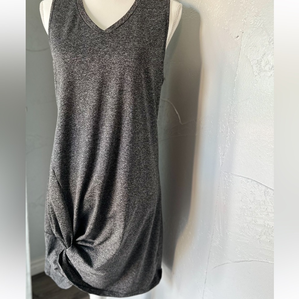 Gray Ruched Mini Dress Tank Top Style - Picture 7 of 7